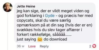 A comment in danish discussing the importance of prioritizing tasks correctly to maintain focus, with an emoji of a person with a raised hand and the phrases 